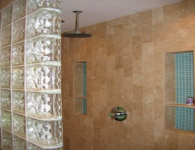travertine shower after